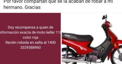 Moto Keller 110 robada en Salta al 1400