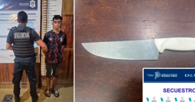 Aprehendieron a un joven por amenazar a su padre con un arma blanca
