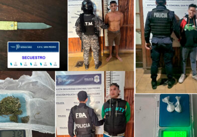 Tres aprehendidos en distintos operativos: uno con arma blanca y dos por drogas