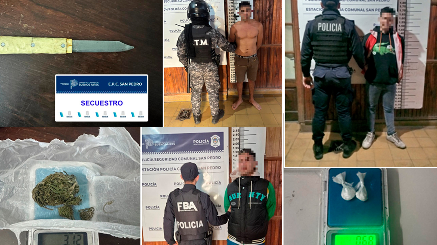 Tres aprehendidos en distintos operativos: uno con arma blanca y dos ...