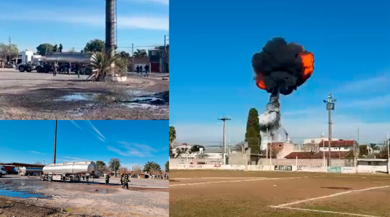 Explosión en el cisterna de un camión durante una descarga de combustible: un herido fue trasladado al hospital