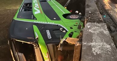 Tragedia en la Ruta 7: un micro cayó desde un puente de seis metros en Carmen de Areco y hay varios heridos