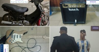 Rápido operativo permitió detener a un ladrón y recuperar una moto, una guitarra y un amplificador robados