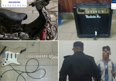 Rápido operativo permitió detener a un ladrón y recuperar una moto, una guitarra y un amplificador robados