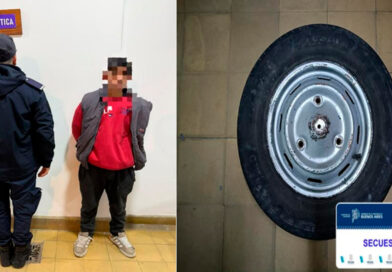 Detuvieron a un joven tras robar una rueda de auxilio de un auto en la vía pública