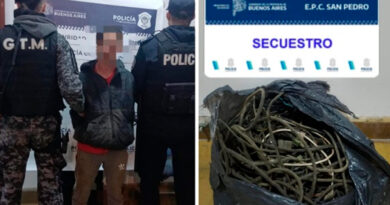 Detuvieron a un joven cuando intentaba robar cables de vehículos en un galpón