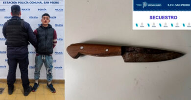 Aprehendieron a un joven que llevaba un arma blanca en la vía pública