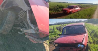 Volcó un Renault 12 en un camino rural y el conductor quedó internado con un traumatismo de cráneo