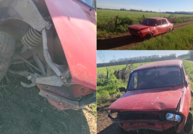 Volcó un Renault 12 en un camino rural y el conductor quedó internado con un traumatismo de cráneo